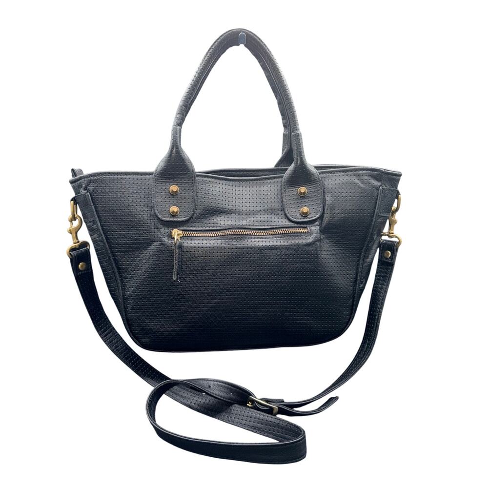 Vania & David Black Leather Tote Crossbody Bag Handmade Paraguay Artisan rare